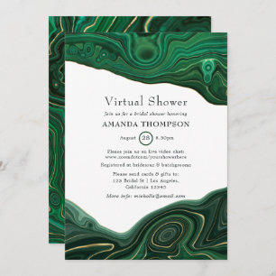 Malachite and Gold Strata Agate Virtual Shower Invitation