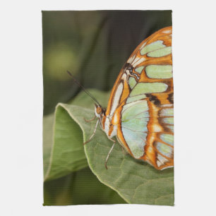 Malachite Butterfly Perched on a leaf Tea Towel