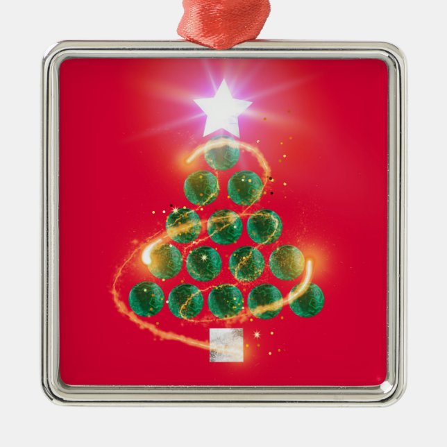 Malachite Christmas Metal Tree Decoration (Front)