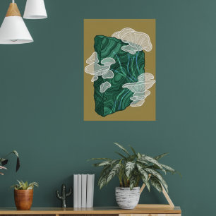 Malachite Crystal Mushroom Fine Art Poster Botan