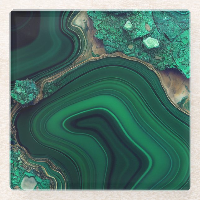 Malachite Glass Coaster (Front)