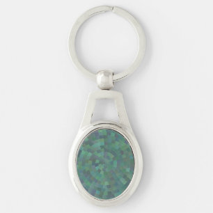 Malachite Green Geometric Retro Pattern Key Ring