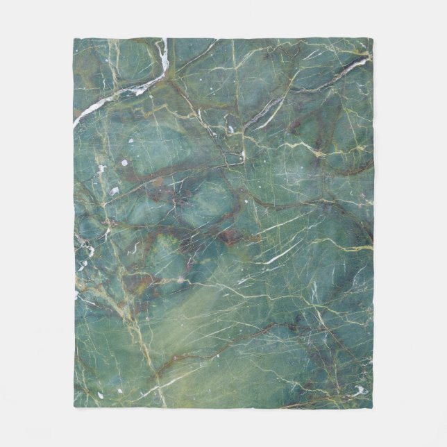 Malachite Green Marble Detailed Texture Fleece Blanket (Front)