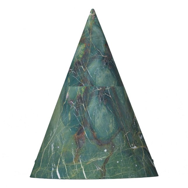 Malachite Green Marble Detailed Texture Party Hat (Front)