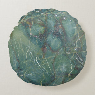 Malachite Green Marble Detailed Texture Round Cushion