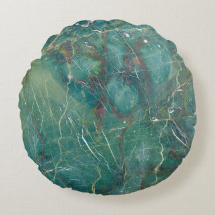 Malachite green marble texture, detail structure o round cushion