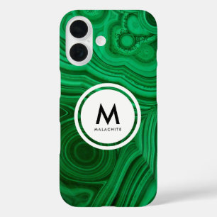 Malachite Mineral Monogram iPhone 16 Case