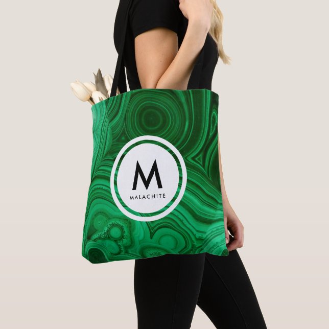 Malachite Mineral Monogram Tote Bag (Close Up)
