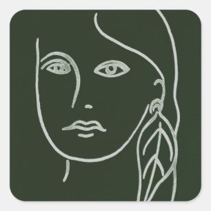 Malachite Portrait Square Sticker