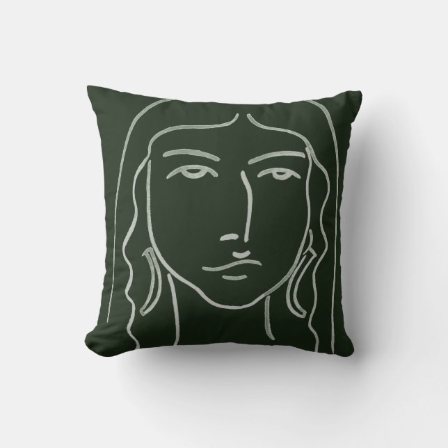 Malachite Portrait with Long Hair Cushion (Front)