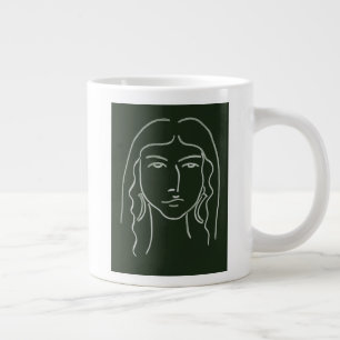 Malachite Portrait with Long Hair Large Coffee Mug
