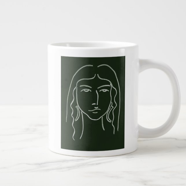 Malachite Portrait with Long Hair Large Coffee Mug (Right)