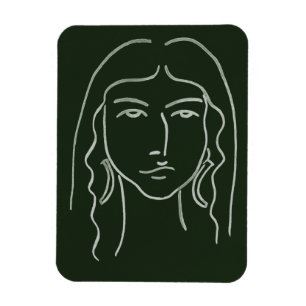 Malachite Portrait with Long Hair Magnet