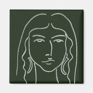 Malachite Portrait with Long Hair Magnet