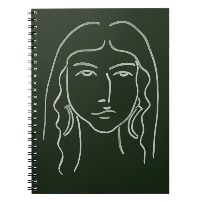 Malachite Portrait with Long Hair Notebook (Front)