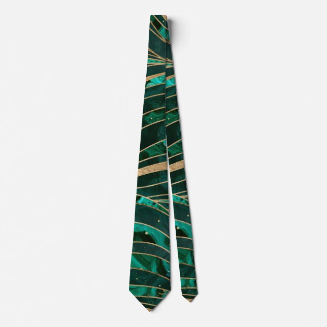 Malachite Wavy Pattern Tie (Front)