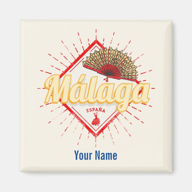 Malaga Andalusia Spain Retro Flamenco Vintage Magnet (Front)