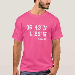 Málaga Coordinates Spain Andalusia Vacation Travel T-Shirt