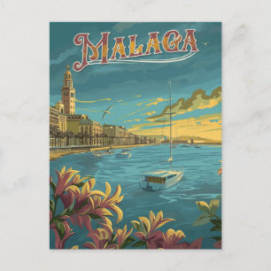 Malaga in Retro Charm - Vintage Travel Postcard