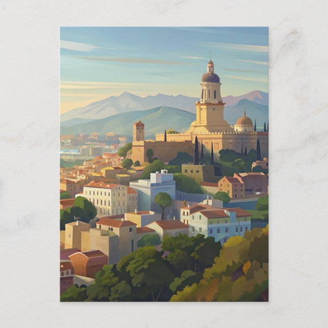 Malaga Spain Cityscape travel Postcard (Front)