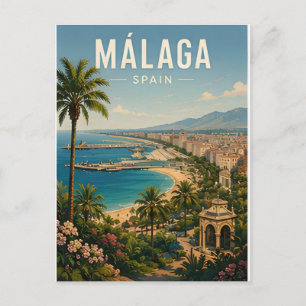 Malaga Spain Costa Del Sol Mediterranean Travel 🌊 Postcard
