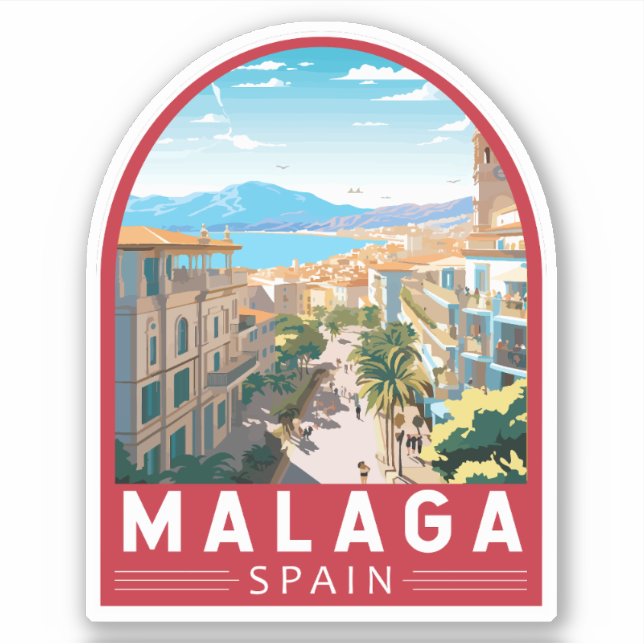 Malaga Spain Travel Art Vintage (Front)