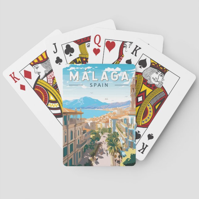 Malaga Spain Travel Art Vintage Playing Cards (Back)