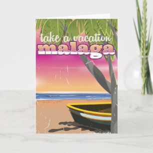 Malaga Spain travel poster. Holiday Card