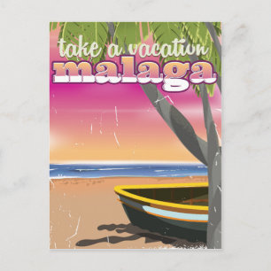 Malaga Spain travel poster. Postcard