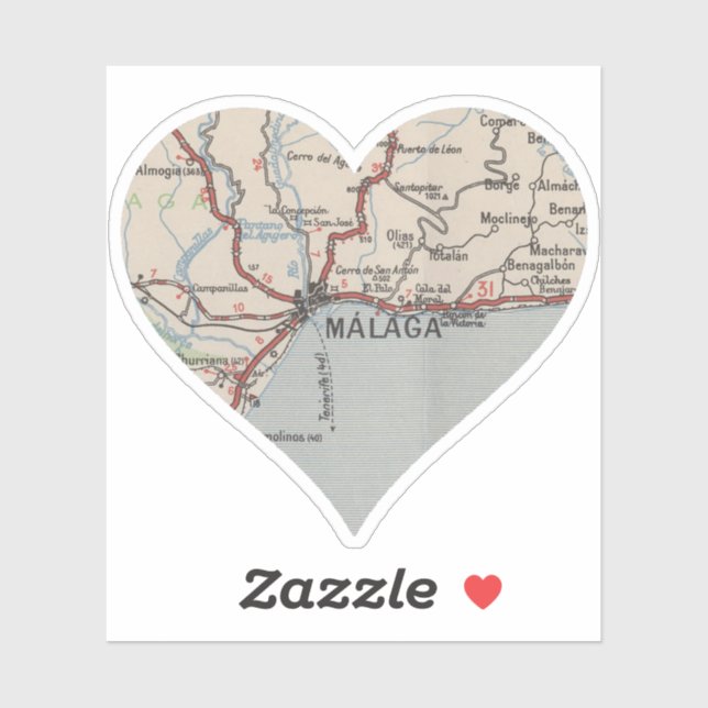 Málaga Spain Vintage Map (Sheet)