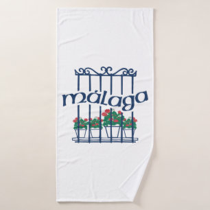 Malaga, window with flowers bath towel