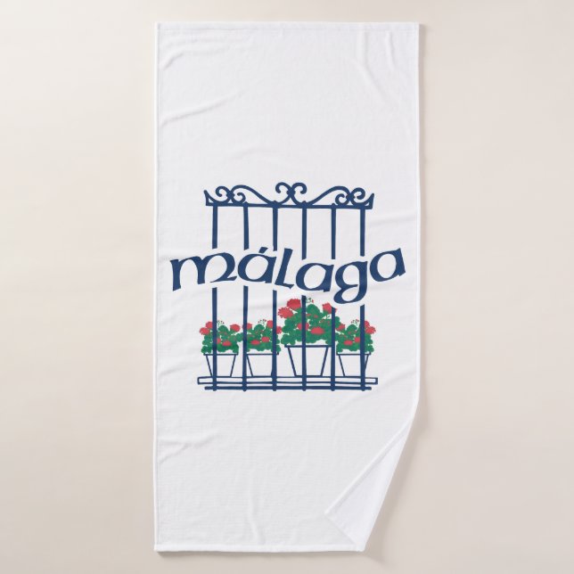 Malaga, window with flowers bath towel (Bath Towel)