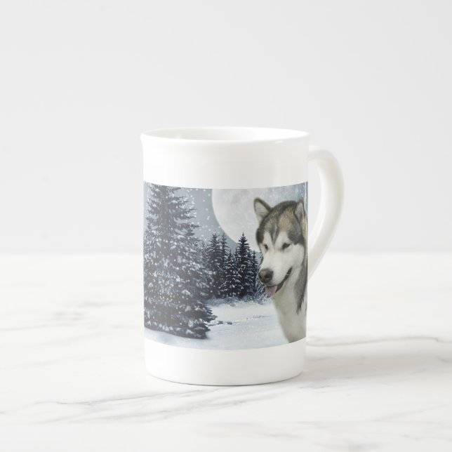 Malamute Bone China Mug (Front Right)