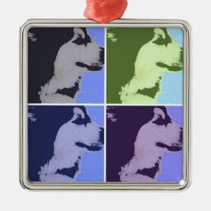 Malamute Dog Pop Art Metal Tree Decoration
