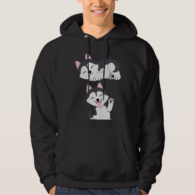 Malamute Husky Playing Hoodie (Front)