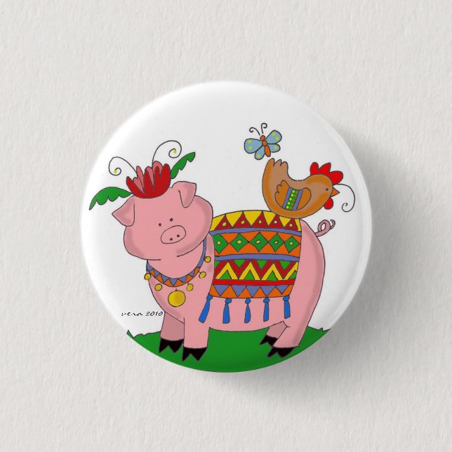 Malanky Pig Ukrainian Folk Art 3 Cm Round Badge (Front)