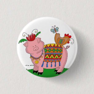 Malanky Pig Ukrainian Folk Art 3 Cm Round Badge