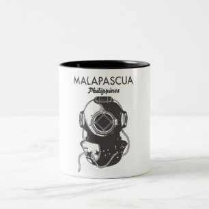 Malapascua Philippines Diving travel poster Two-Tone Coffee Mug
