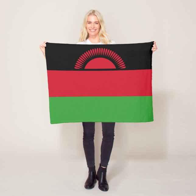 Malawi Flag Fleece Blanket (In Situ)