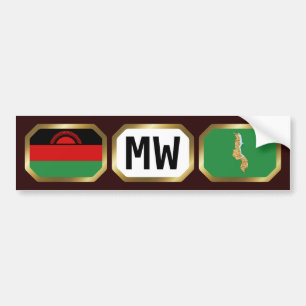 Malawi Flag Map Code Bumper Sticker