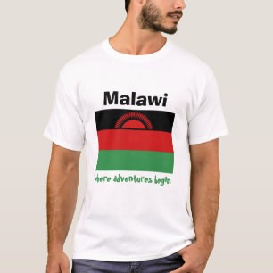 Malawi Flag + Map + Text T-Shirt