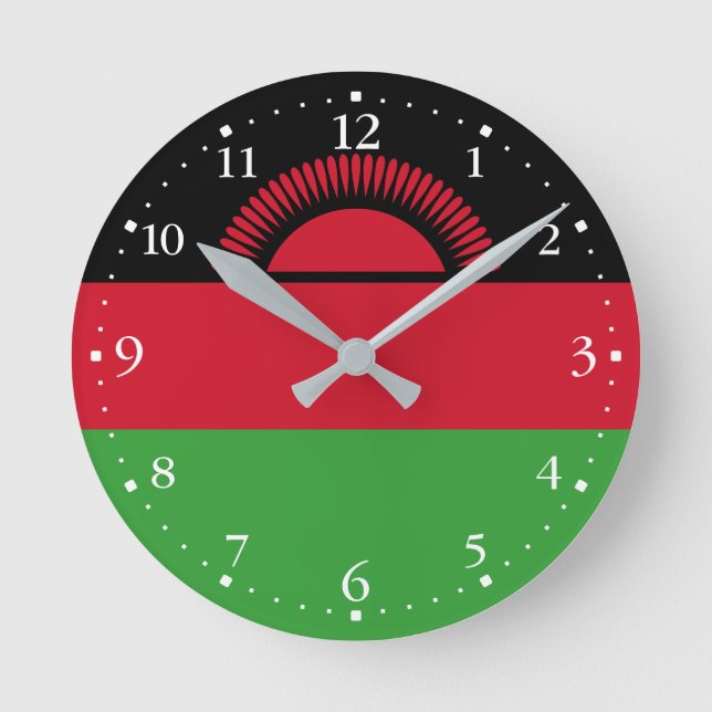 Malawi Flag Round Clock (Front)