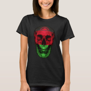 Malawi Flag Skull Malawian Roots Proud Patriotic T-Shirt