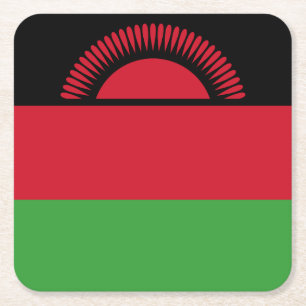 Malawi Flag Square Paper Coaster