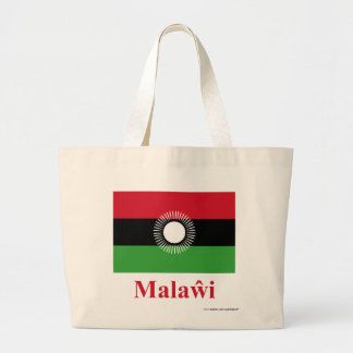 Malawi Flag with Name in Chewa Large Tote Bag