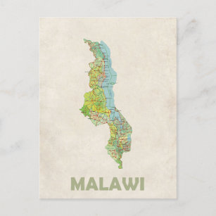 Malawi map postcard