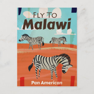 Malawi vintage travel poster postcard