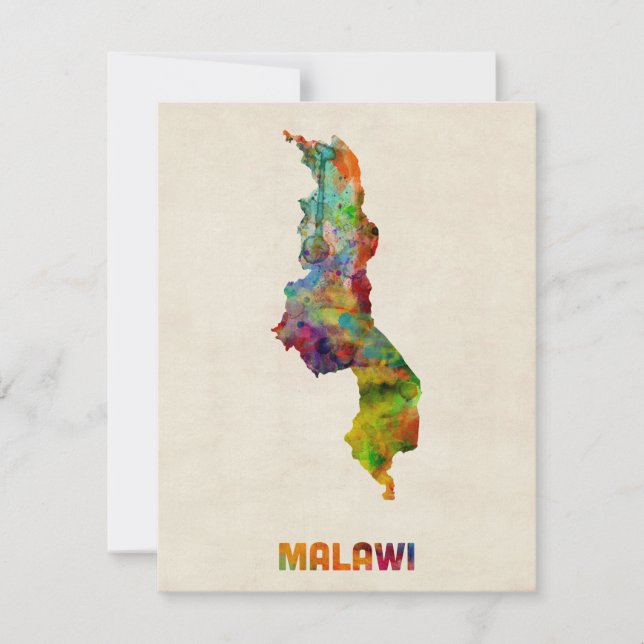 Malawi Watercolor Map (Front)