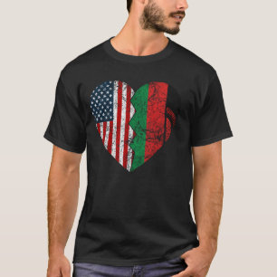 Malawian American Flags Heart United States Malawi T-Shirt