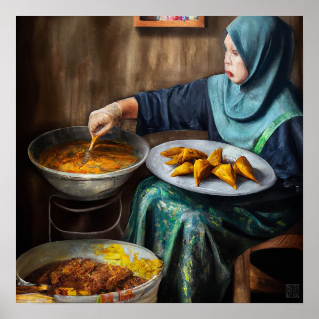 Malay Woman Making Curry Puffs - Canvas Art Print (Front)